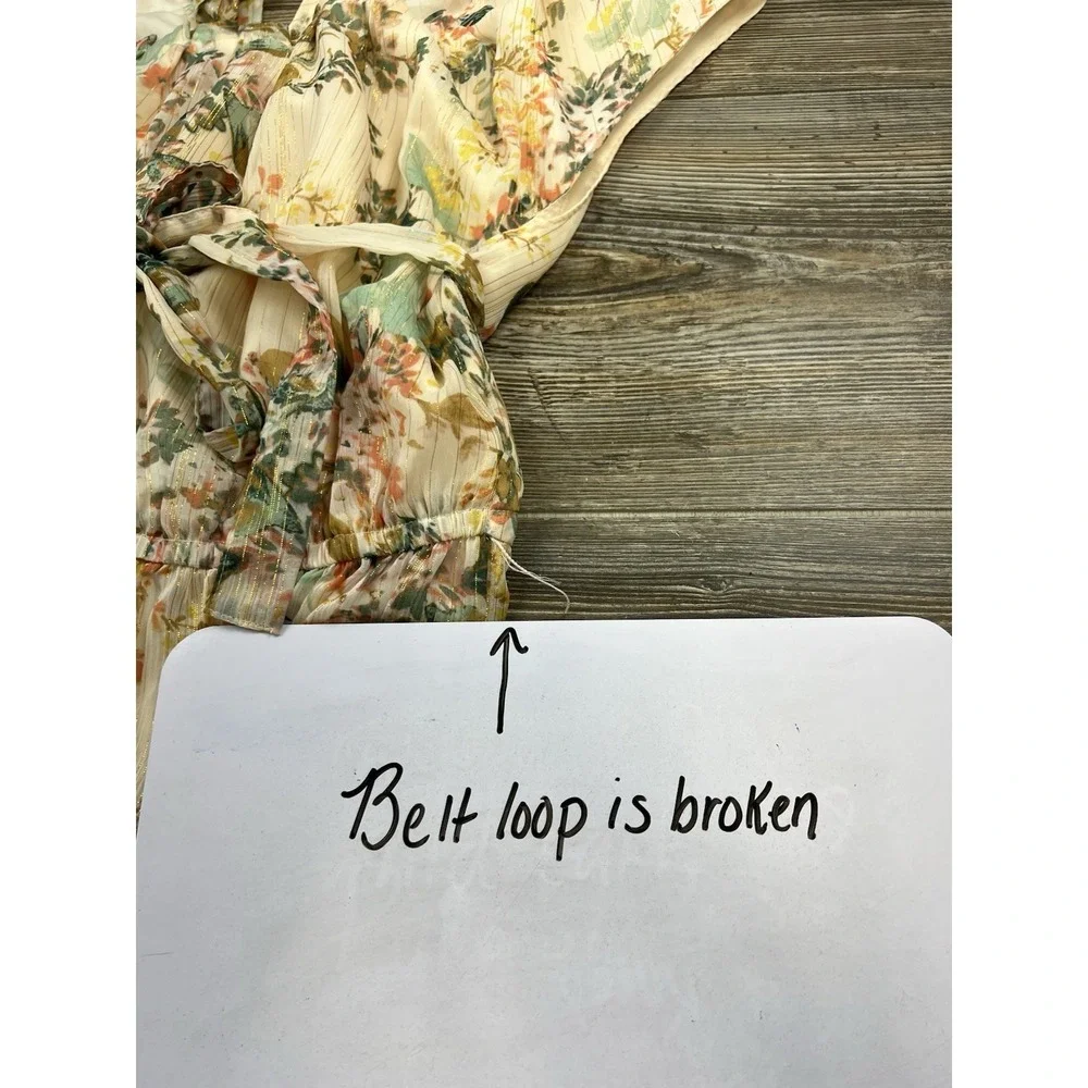 LC Lauren Conrad Cream Floral Tie-Waist Dress - Picture 2 of 14